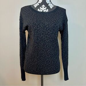 EXPRESS Leopard Print Long Sleeve Top Black with Gold Metallic Design Size Small
